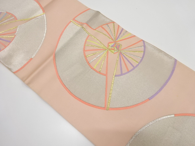 JAPANESE KIMONO / ANTIQUE FUKURO OBI / SILK / WOVEN TRIPLE FANS